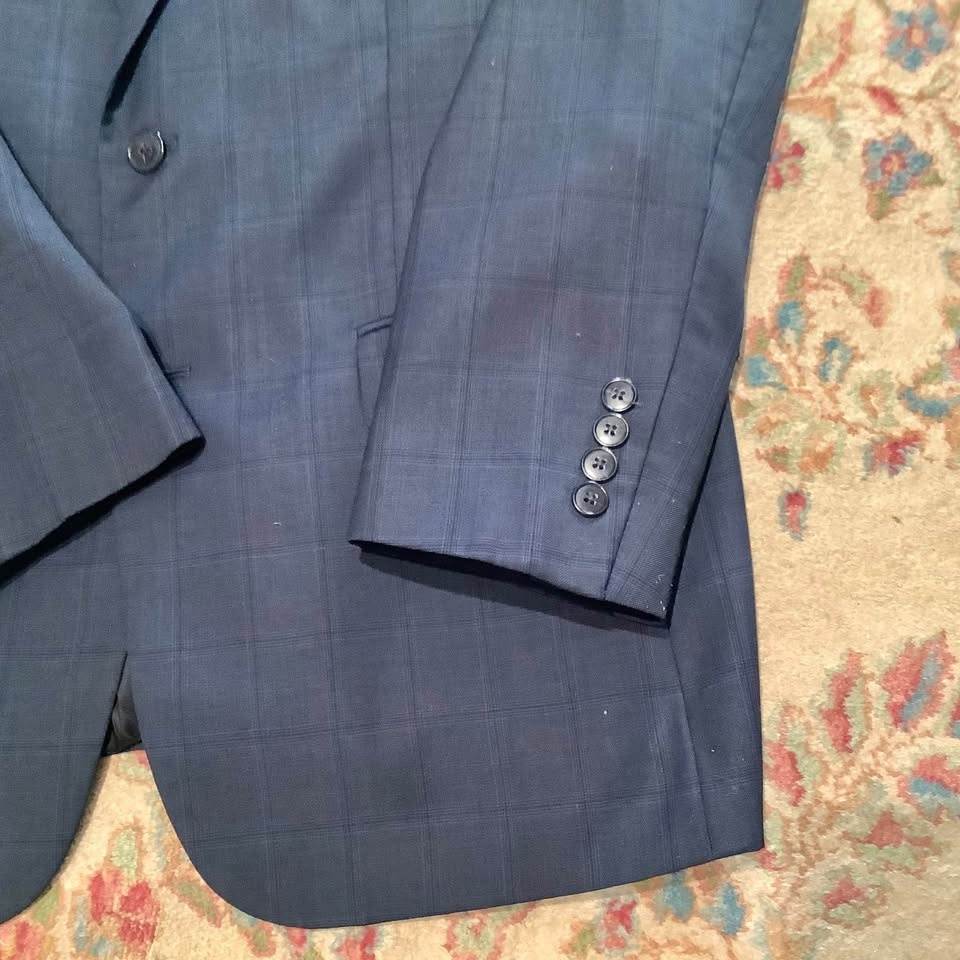 Jos A Bank Traveler Sport Coat Blazer Blue Windowpane Sz 40S - photo 3