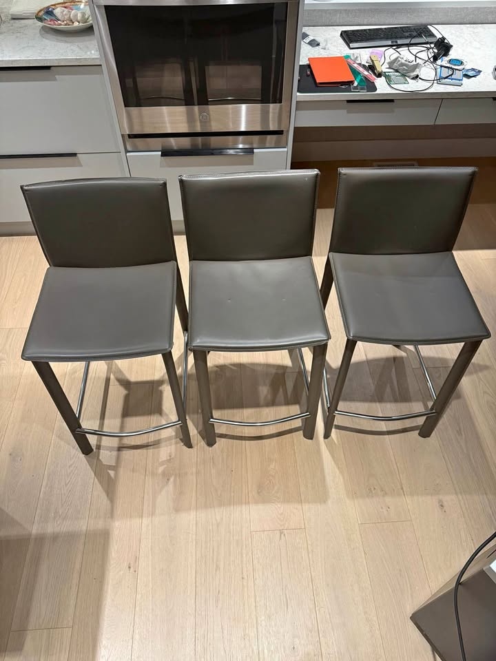 Set of 3 Moe’s Home Collection "Panca" Leather Counter Stools