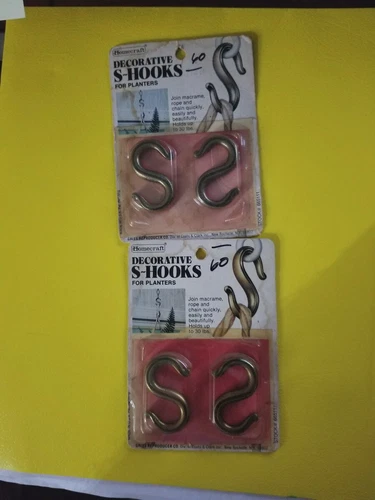 Vintage Decorative S-Hooks for Planters (4 Hooks)