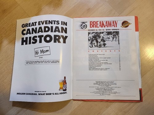 Vintage BREAKAWAY Vancouver Canucks Magazine Dec 1991 - photo 2