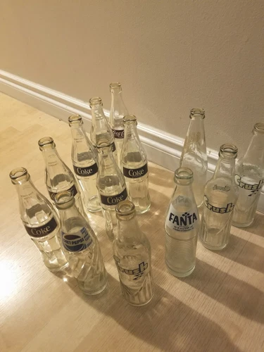13 Vintage Collectible Soda Glass Bottles