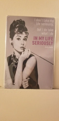 Vintage Audrey Hepburn Metal Quote Poster