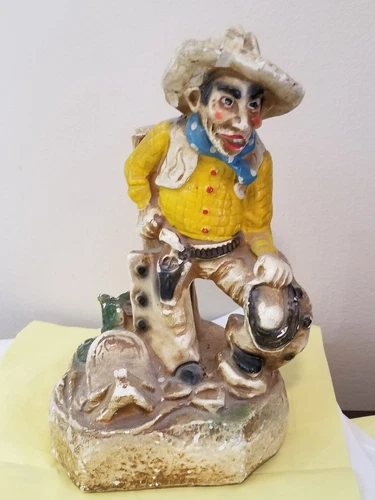 Rare Vintage Ceramic Cowboy Villain Statue Sculpture