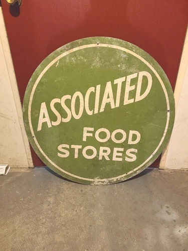 Vintage Associated Food Stores Porcelain Sign