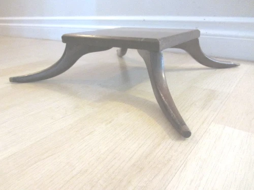 Antique Solid Oak Foot Stool w/ Carved Legs