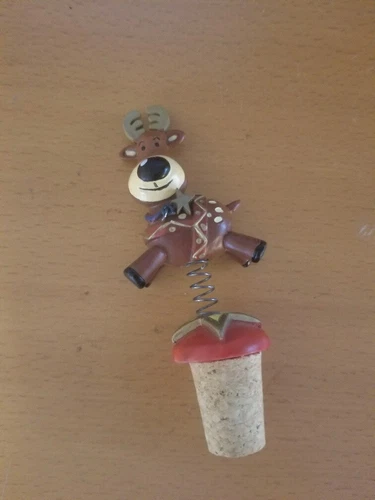 Animated Reindeer on Spring Bottle Cork Stopper