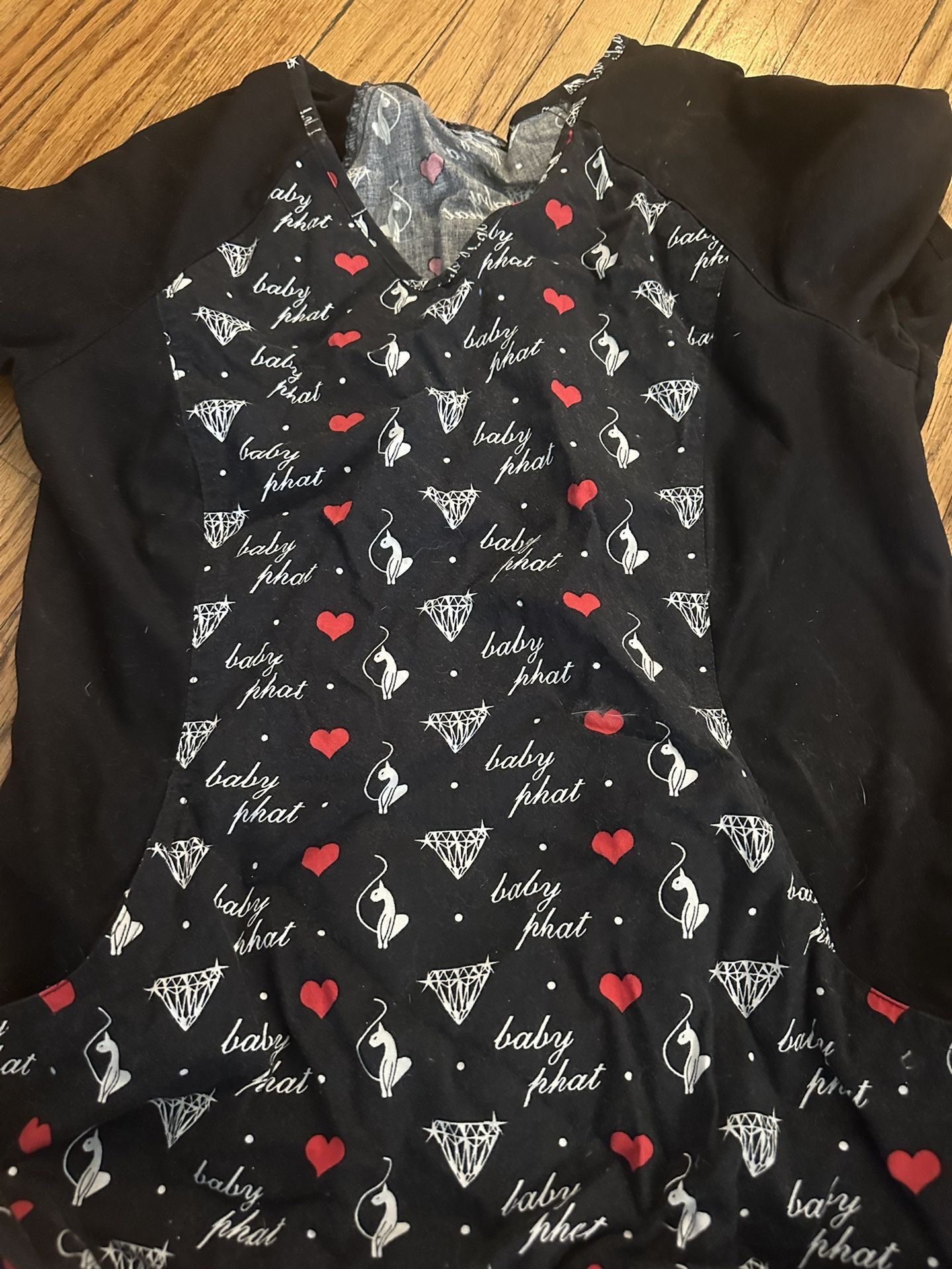 Women's Small Scrub Top Baby Phat Black