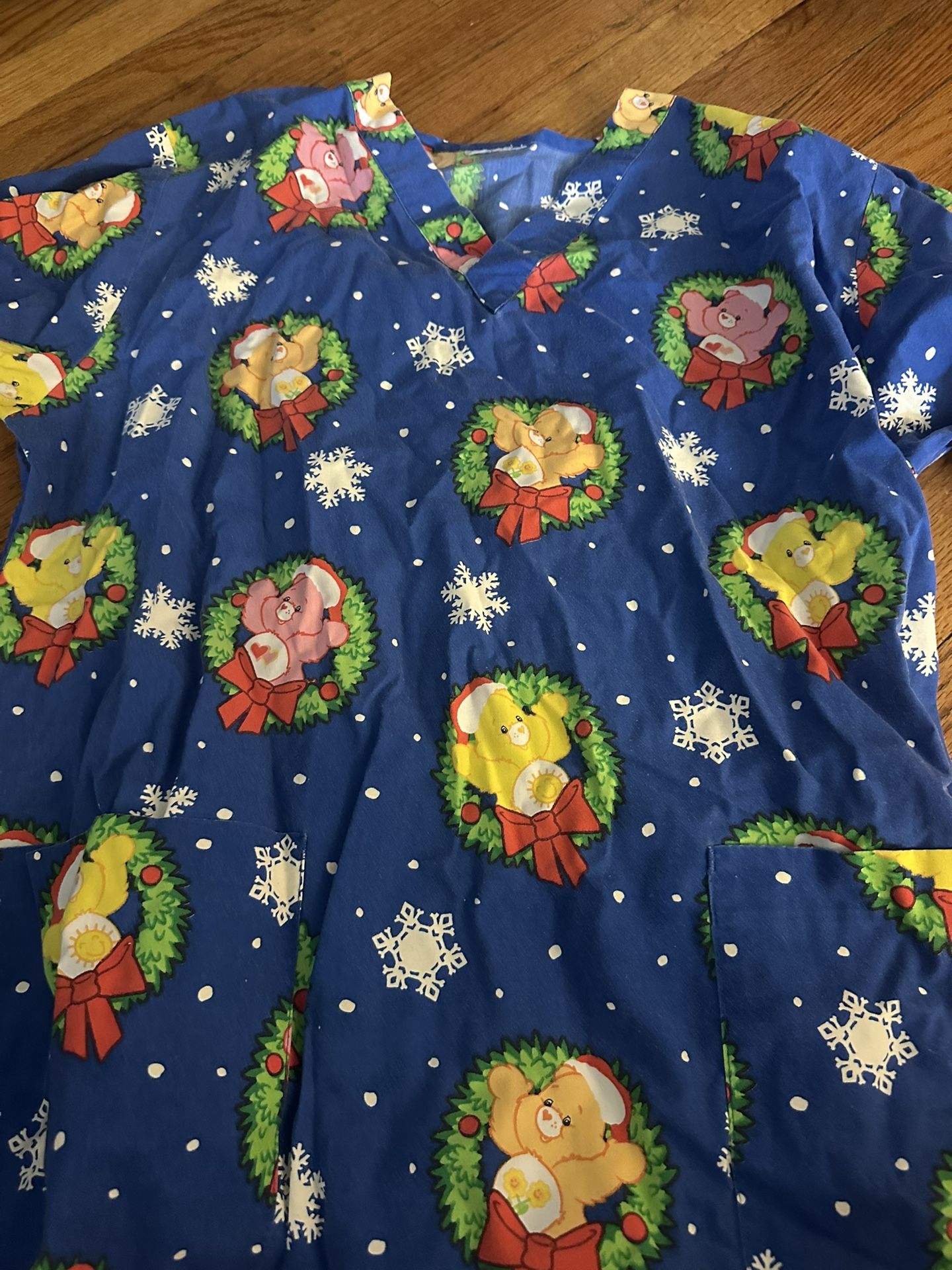 Women's Scrub Top - Small - Care Bears Christmas