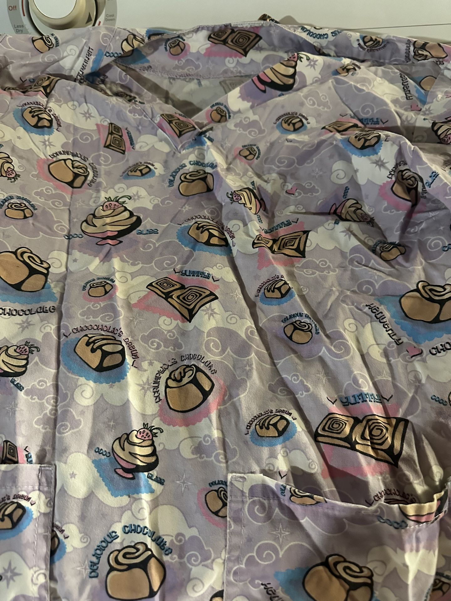 Women's Scrub Top - Chocolate Themed - Size Small