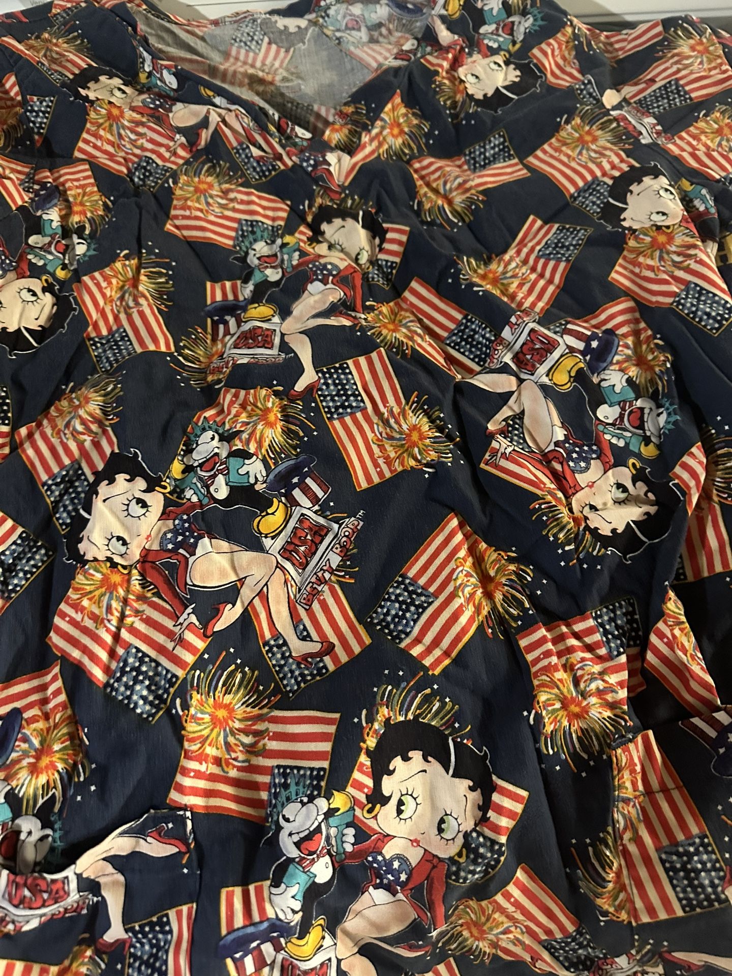 Betty Boop USA Scrub Top Small