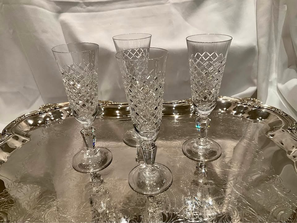 Crystal Vintage Champagne Glasses Set of 4