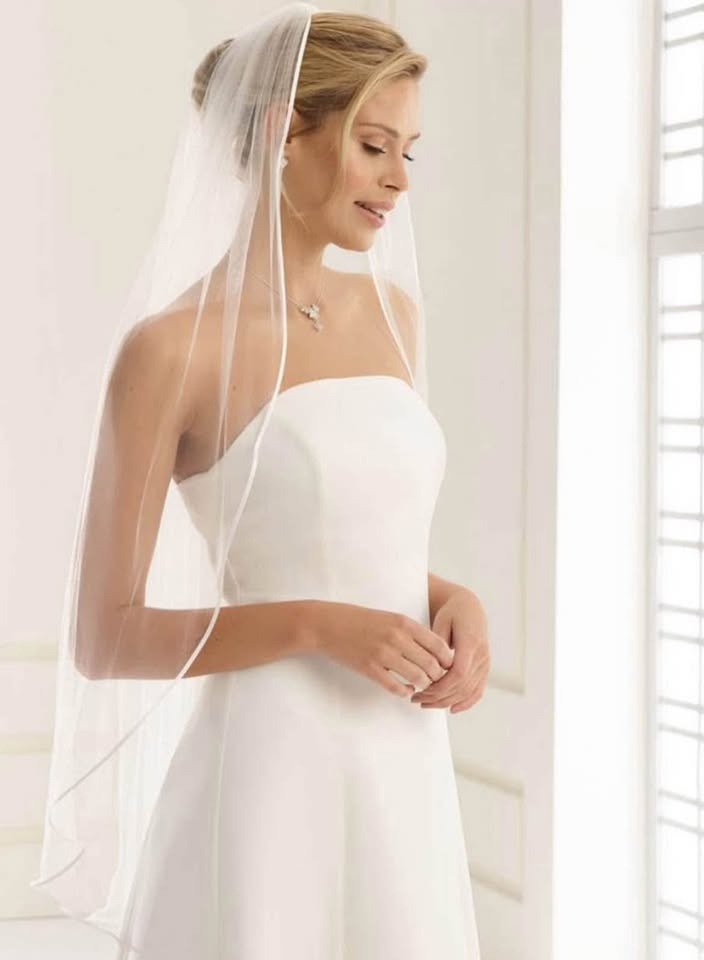 Satin Edge fingertip Veil Soft white / ivory - photo 5