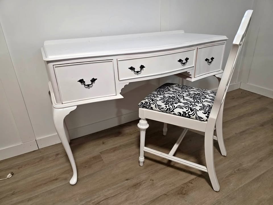 White Writing Desk + Matching Chair
