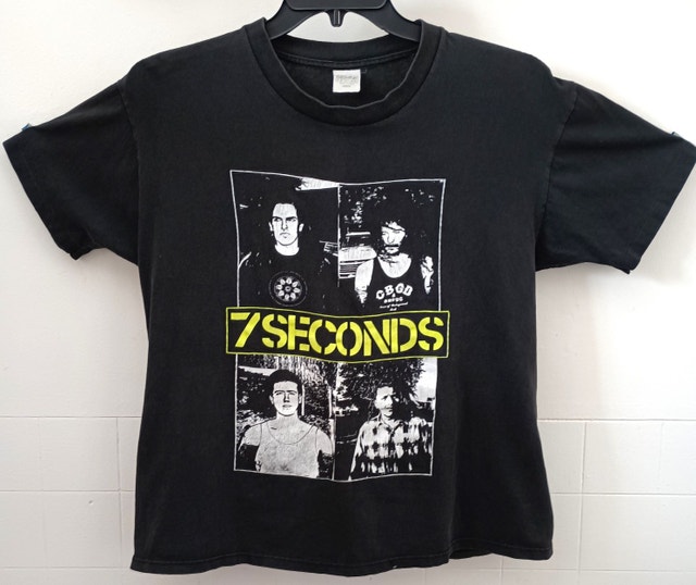 Vintage 7 Seconds World Tour T-Shirt - 1990 - SZ:L