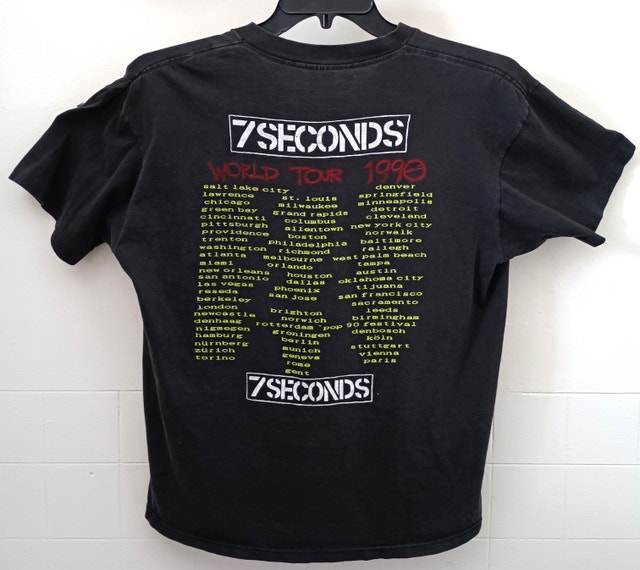 Vintage 7 Seconds World Tour T-Shirt - 1990 - SZ:L - photo 3