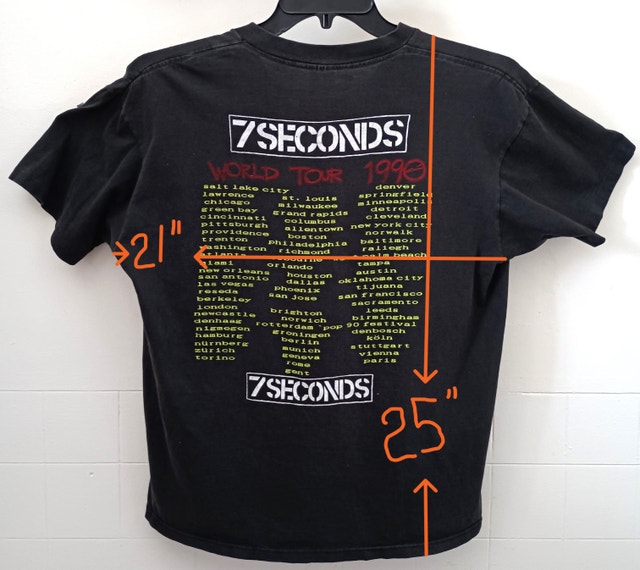 Vintage 7 Seconds World Tour T-Shirt - 1990 - SZ:L - photo 5