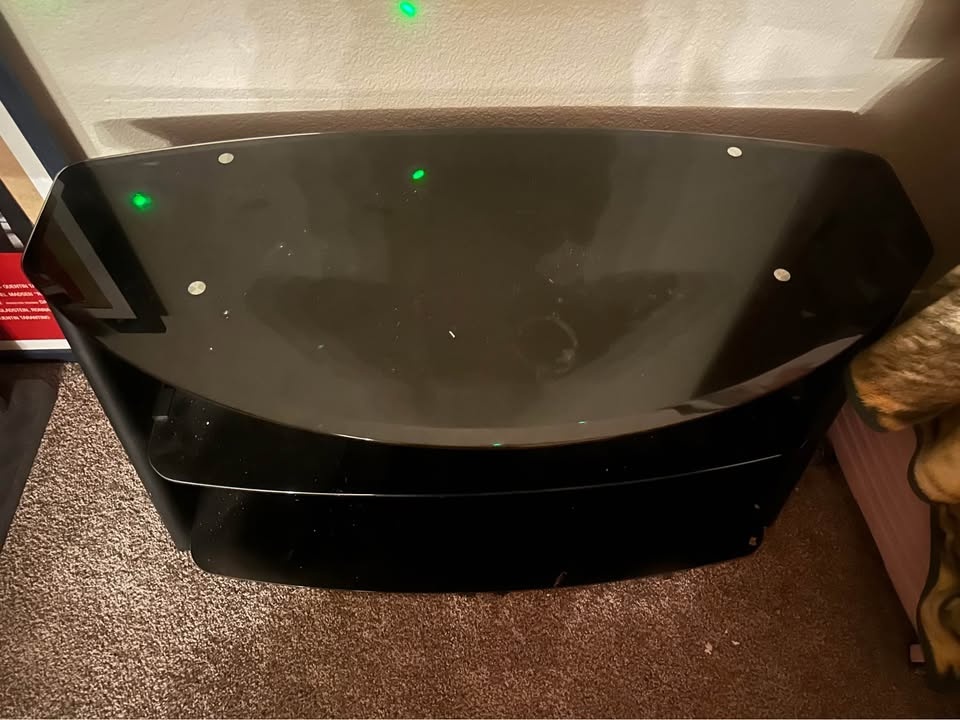 Black Glass Metal TV Stand - photo 2