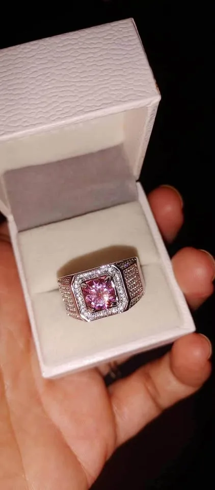 Beautiful 2 ct grand pink diamond ring size 11 thumbnail