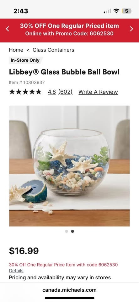Libbey Glass Bubble Ball Bowl - 8" - photo 5