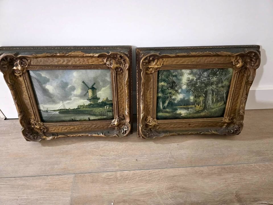 Vintage Ornate Gold Framed Landscape Prints – Set of 2