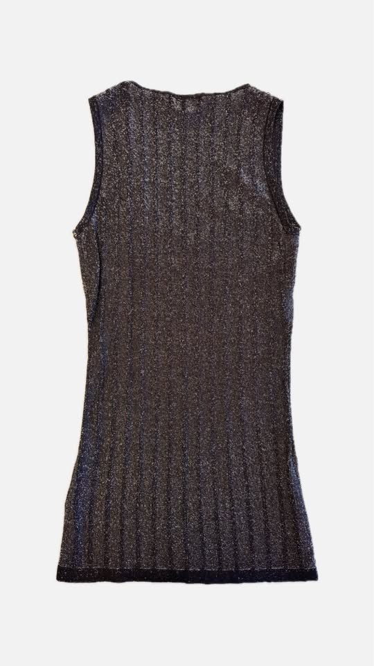Le Château Metallic Knit Sparkle Tank Top – Y2K Glam Party Holid - photo 2