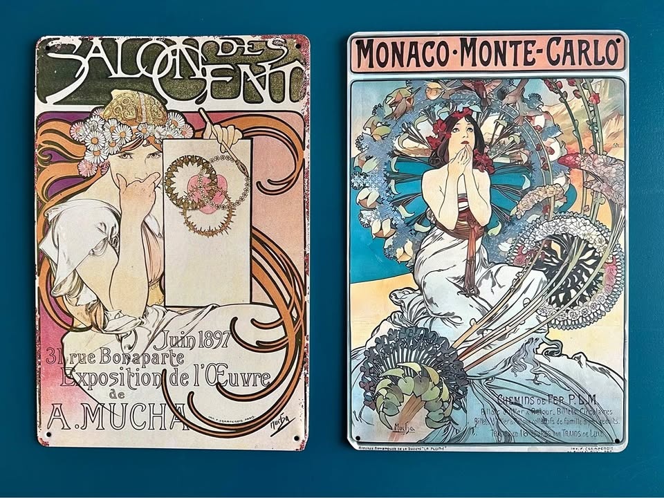 Art Nouveau Alphonse Mucha Metal Signs