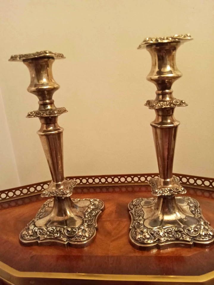 Antique BP Silver Plate Candlesticks
