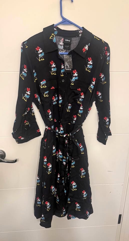 Torrid Disney Minnie Mouse Challis Shirt Dress Size 1 (14-16)