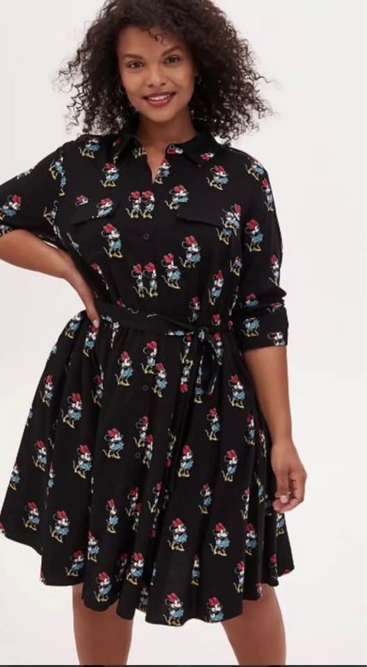 Torrid Disney Minnie Mouse Challis Shirt Dress Size 1 (14-16) - photo 2