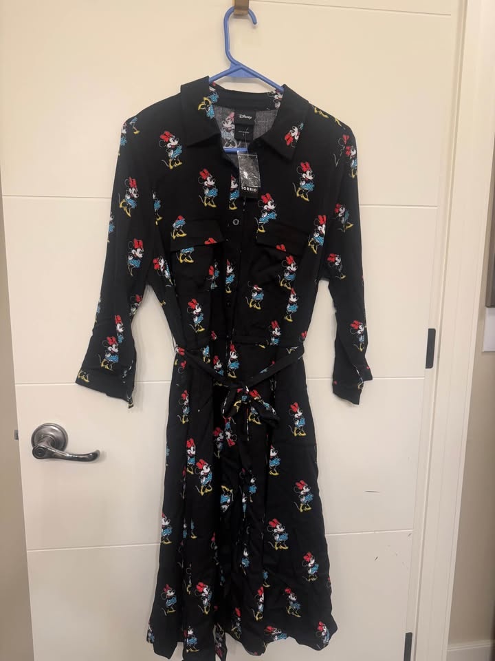 Torrid Disney Minnie Mouse Challis Shirt Dress Size 1 (14-16) - photo 4