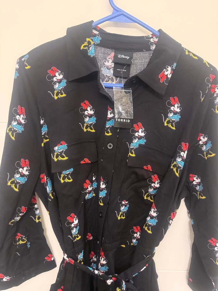 Torrid Disney Minnie Mouse Challis Shirt Dress Size 1 (14-16) - photo 5