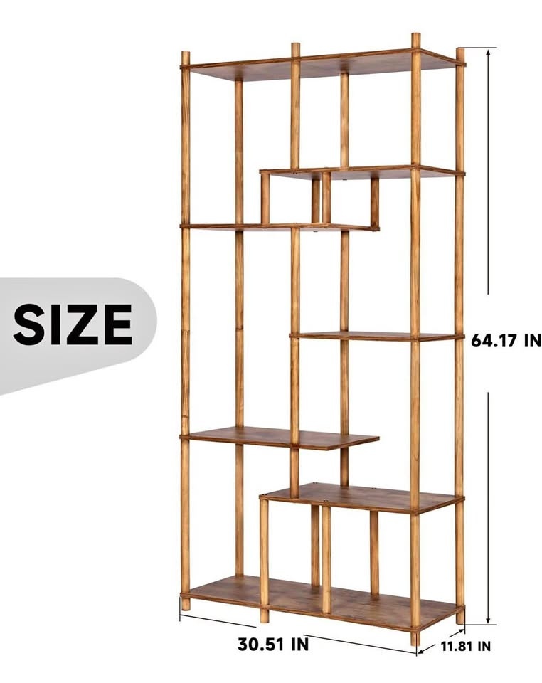 New Wooden Tall Bookshelf Bookcase, 64''