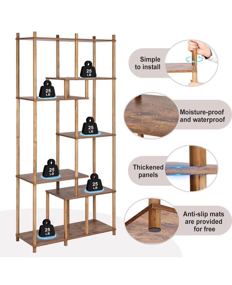 New Wooden Tall Bookshelf Bookcase, 64'' - photo 5