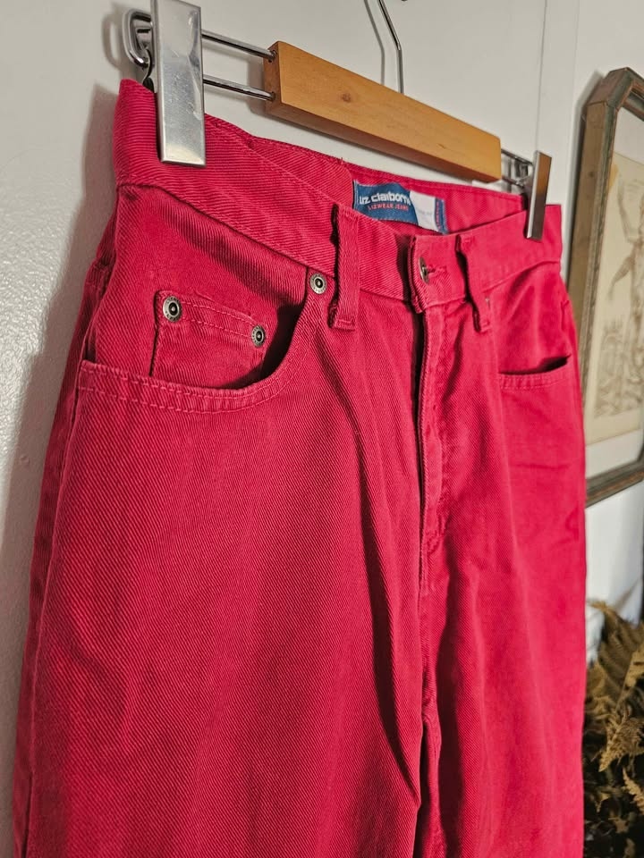Size 26 Vintage Red Liz Claiborne High Rise Cropped Jeans - photo 3