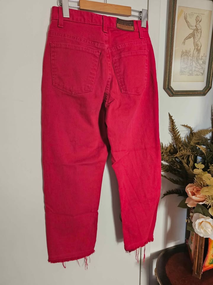 Size 26 Vintage Red Liz Claiborne High Rise Cropped Jeans - photo 5