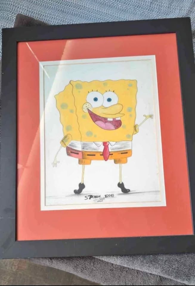 Rare Jamaican Folk Art SpongeBob Painting - Signed One-of-One