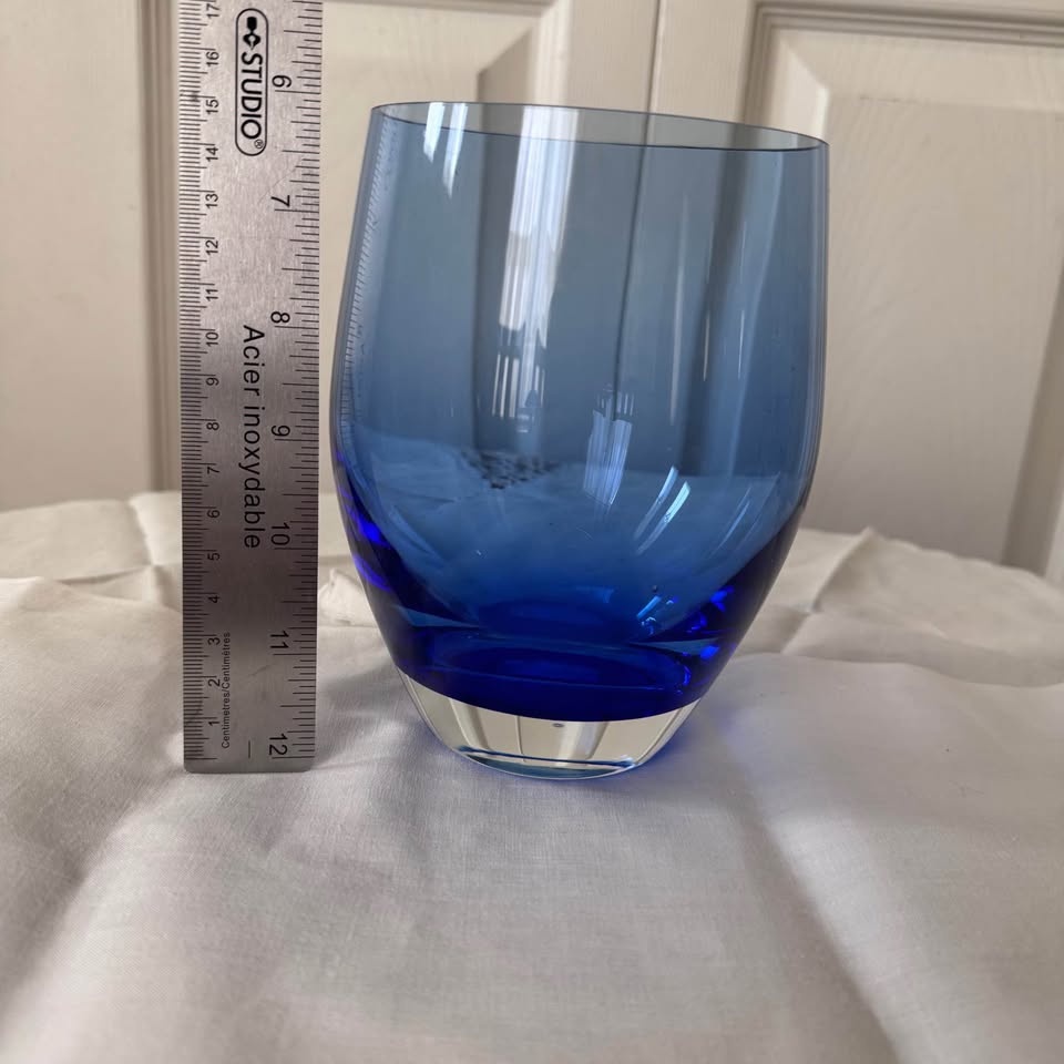Vintage blue art glass vase - photo 5