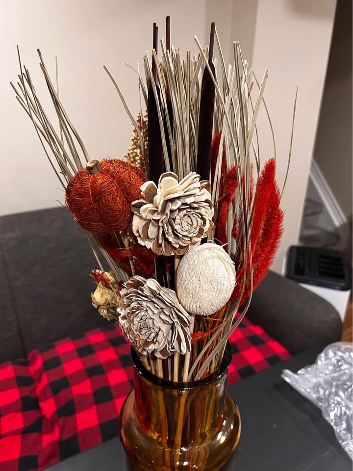 Large vase with dried autumn bouquet - photo 2