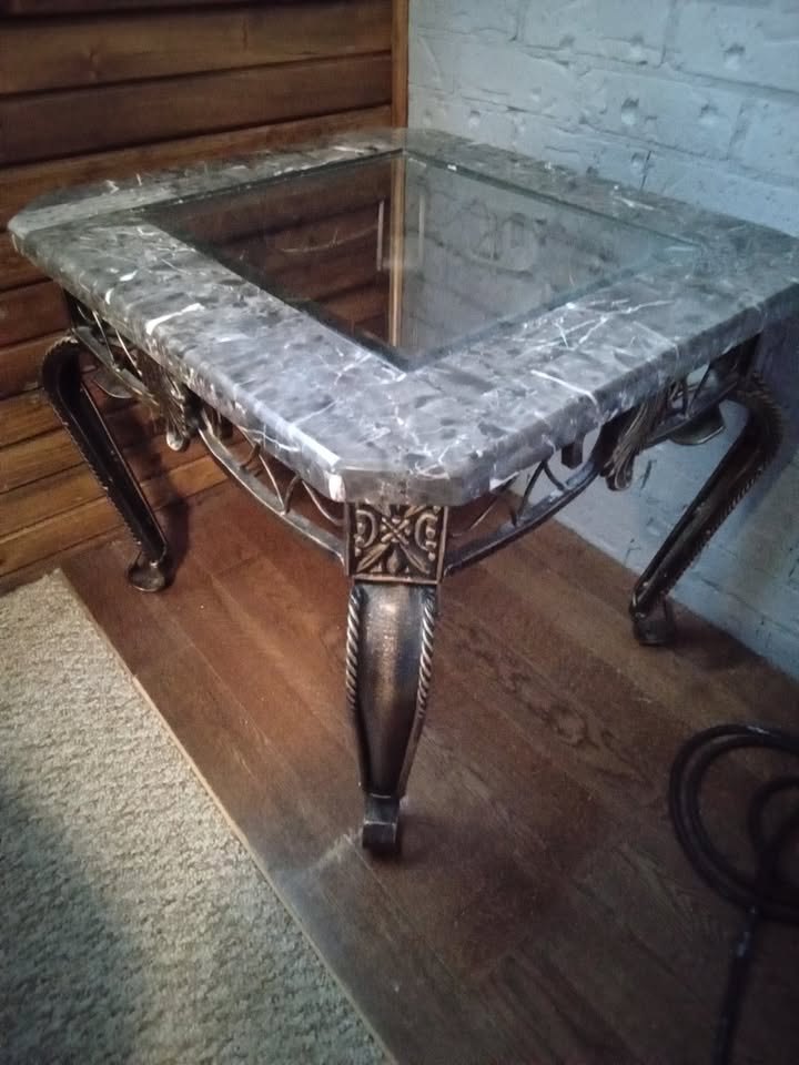Marble/glass coffee table set - photo 2