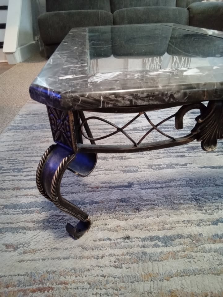 Marble/glass coffee table set - photo 3