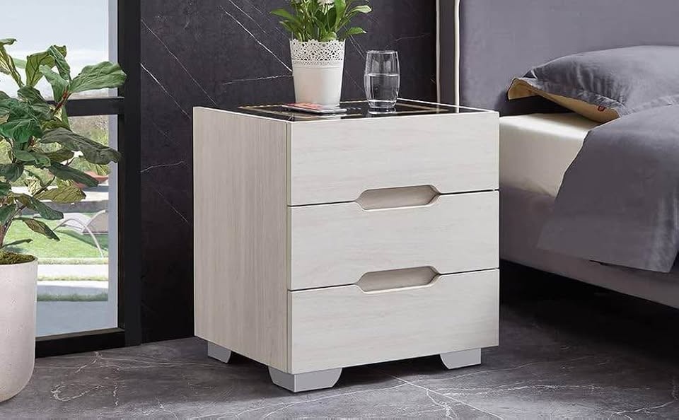 Modern 3-Drawer Nightstand w/ Wireless Charging & LED - photo 5