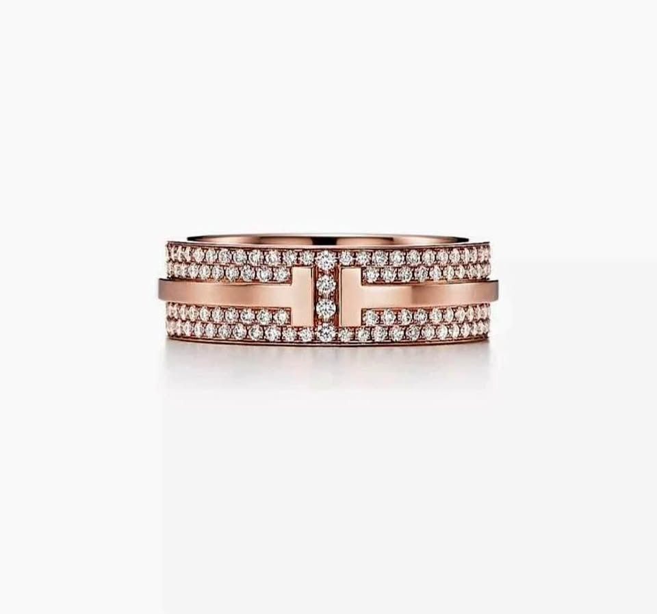 Custom Made Diamond Rose Gold Ring - Tiffany Style