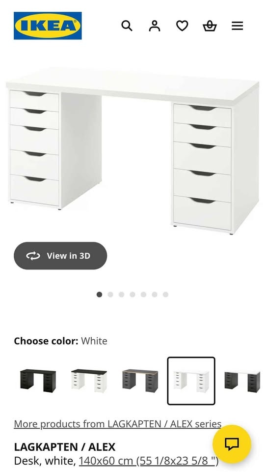 IKEA LAGKAPTEN / ALEX White Desk with Two Drawer Units - photo 2