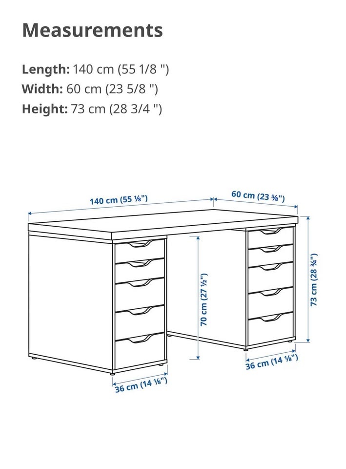 IKEA LAGKAPTEN / ALEX White Desk with Two Drawer Units - photo 3