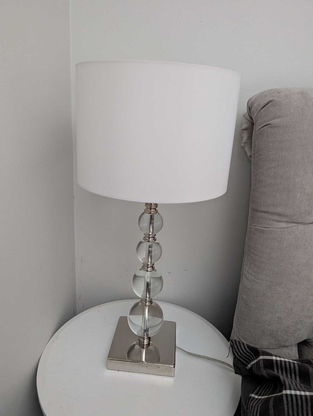 2 Elegant Table Lamps - Silver w/ Crystal Accents