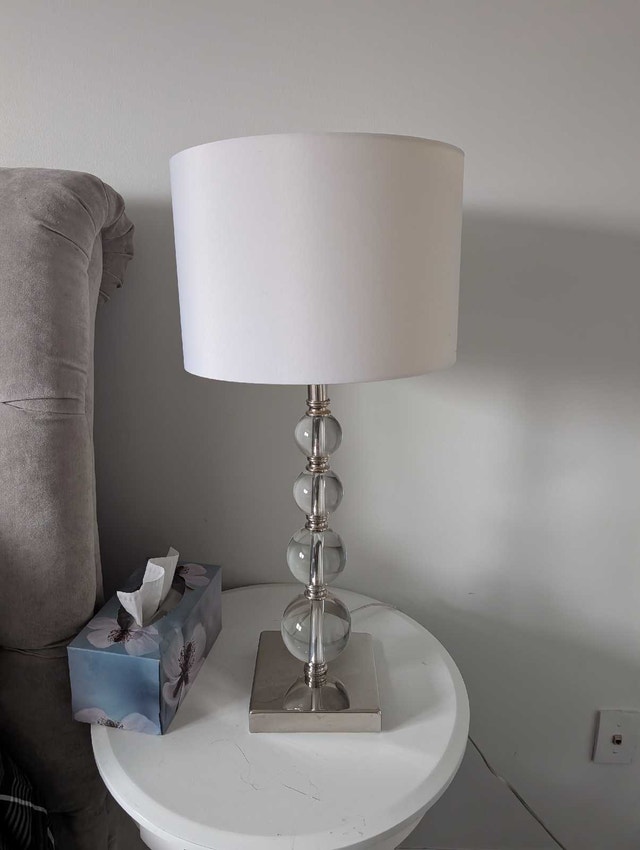 2 Elegant Table Lamps - Silver w/ Crystal Accents - photo 2