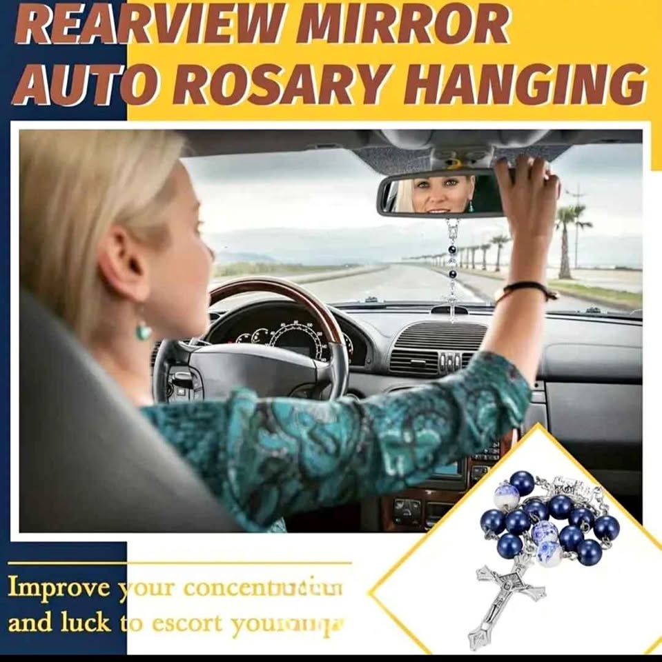 Elegant Christian Cross Car Pendant – Stylish Rear View Mirror D