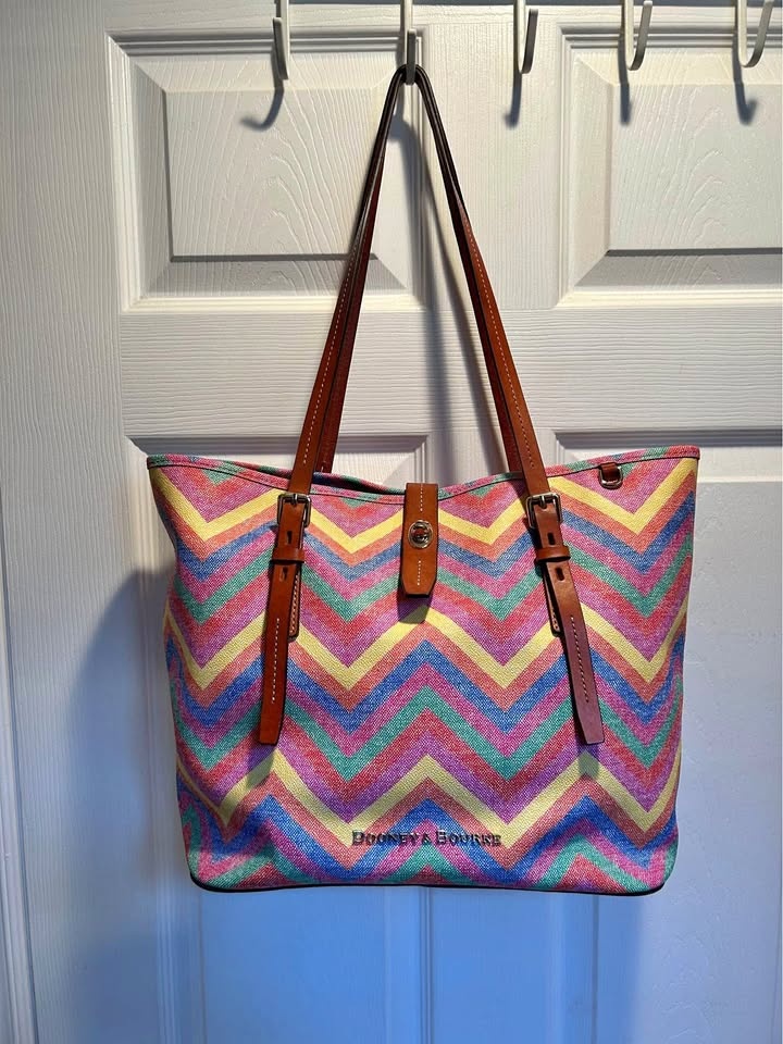 Dooney and Burke Claremont Chevron Dover Large Tote