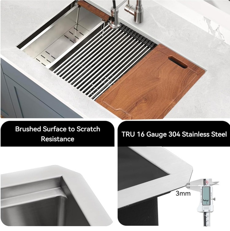 New Undermount Stainless Steel Kitchen Sink - 32" x 19" x 10" - photo 4