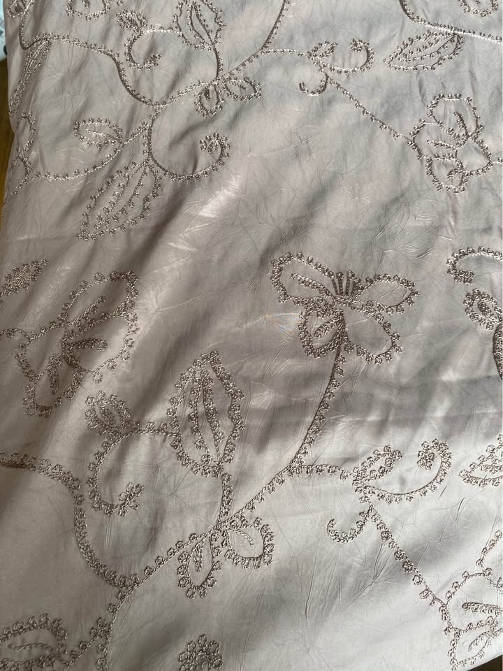 Taupe Embroidered Polyester Fabric - photo 2